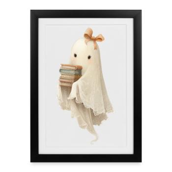 Geist mit Büchern - Gerahmtes Poster (27 × 37 cm) - Schwarz - Vorne