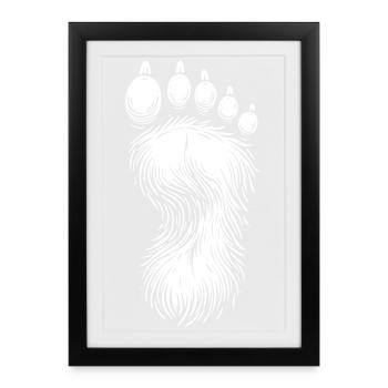 Cool Bigfoot Footprint Design - Framed poster (27 × 37 cm) - black - Front