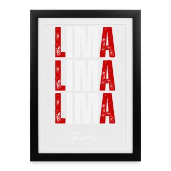 Lima Pérou, fierté péruvienne - Affiche encadrée (27 × 37 cm) - noir - Devant