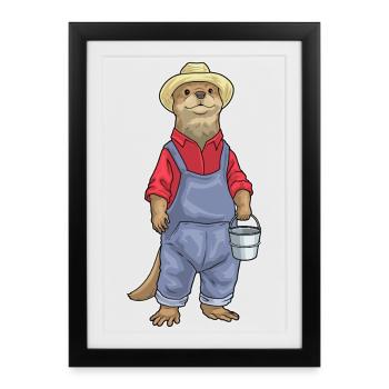 Ferme de seaux Otter Farmer - Affiche encadrée (27 × 37 cm) - noir - Devant