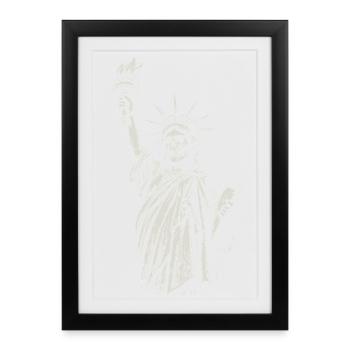 Illustration de la Torche du Crâne de la Statue de la Liberté - Affiche encadrée (27 × 37 cm) - noir - Devant