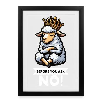 Avant de demander brebis, moutons, bergers, bergers, détenteurs de moutons, - Affiche encadrée (27 × 37 cm) - noir - Devant