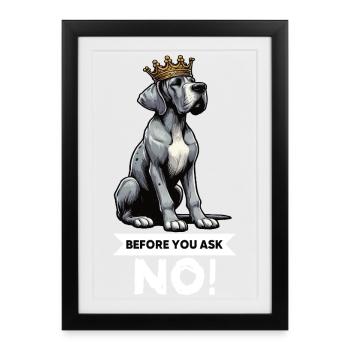 Avant de demander à un grand dogue grand dogue propriétaire de dogue allemand - Affiche encadrée (27 × 37 cm) - noir - Devant