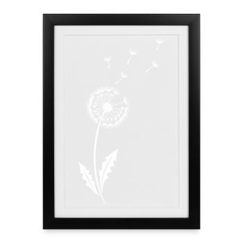 Design minimal pissenlit – Art au trait pissenlit - Affiche encadrée (27 × 37 cm) - noir - Devant