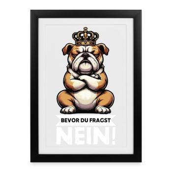 Bevor Du Fragst Nein Englische Bulldogge Bully    - Gerahmtes Poster (27 × 37 cm) - Schwarz - Vorne