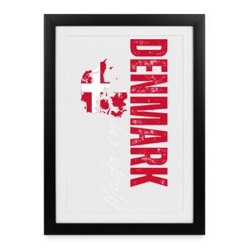Fabriqué au Danemark, Patriot Danois - Affiche encadrée (27 × 37 cm) - noir - Devant