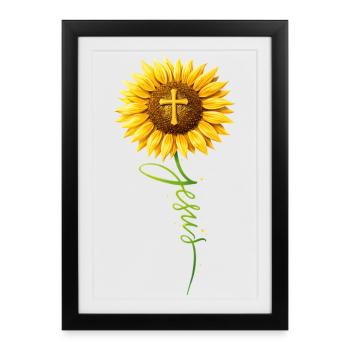 Inspirational Christian Sunflowers Jesus - Framed poster (27 × 37 cm) - black - Front