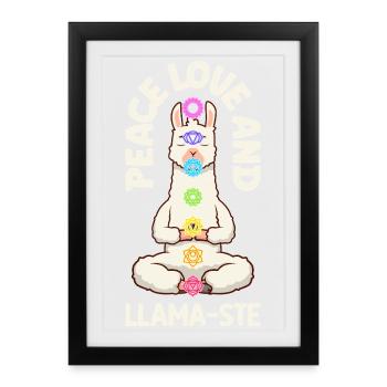 Chakra Humor - Llama Spirit Peace - Gerahmtes Poster (27 × 37 cm) - Schwarz - Vorne