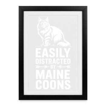 Maine Coon Dictons, blague sur chat, cadeau Maine Coon - Affiche encadrée (27 × 37 cm) - noir - Devant