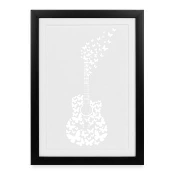 Guitar Butterflies - Affiche encadrée (27 × 37 cm) - noir - Devant