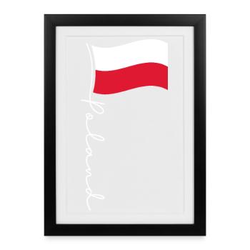 Poland Flag Handwritten Accent - Framed poster (27 × 37 cm) - black - Front