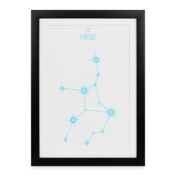 Constellation d’étoile du signe de la Vierge Bleu pastel - Affiche encadrée (27 × 37 cm) - noir - Devant