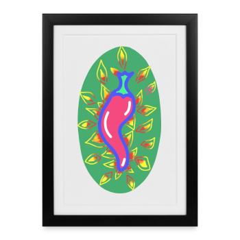 Fiery chili pepper - Framed poster (27 × 37 cm) - black - Front