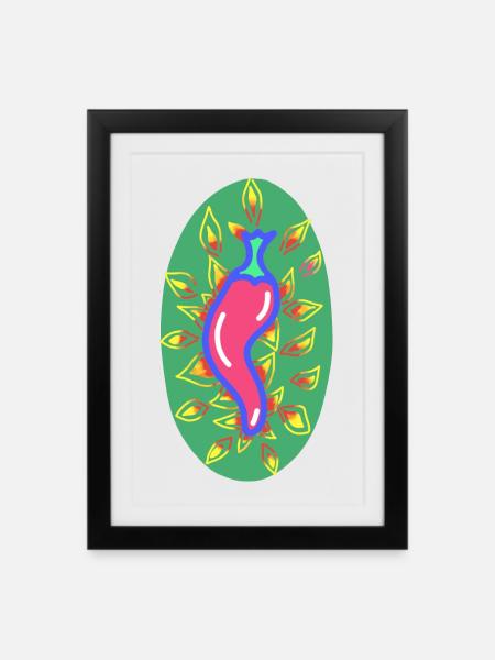 Fiery chili pepper - Framed poster (27 × 37 cm) - black