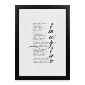 imagine - graphic peace sign and lyrics - Framed poster (27 × 37 cm) - black - Front