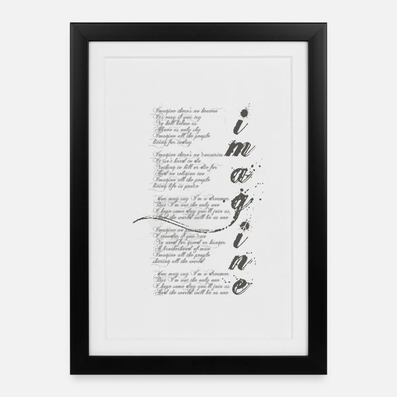 imagine - graphic peace sign and lyrics - Framed poster (27 × 37 cm) - black