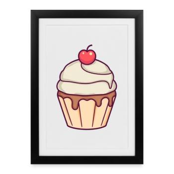 Cuisson de cupcakes, boulangerie, pâtisserie - Affiche encadrée (27 × 37 cm) - noir - Devant