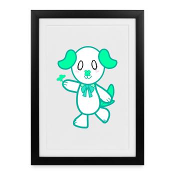 KawaiiDOGGOS - Empreinte « Chanceuse » chanceux - Affiche encadrée (27 × 37 cm) - noir - Devant