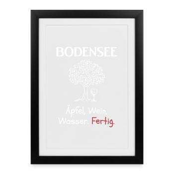 Apfel Wein Wasser Fertig Bodensee - Gerahmtes Poster (27 × 37 cm) - Schwarz - Vorne