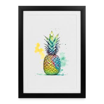 Ananas - Affiche encadrée (27 × 37 cm) - noir - Devant