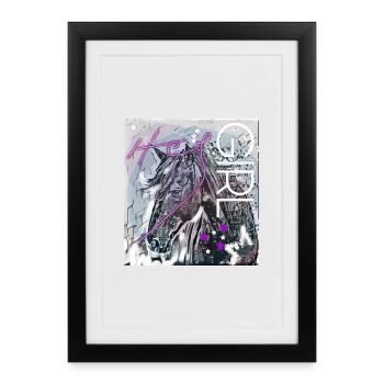 Hey Girl Tête de cheval - Affiche encadrée (27 × 37 cm) - noir - Devant
