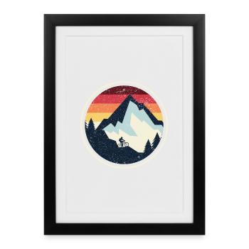 Sunset Peak MTB Silhouette - Framed poster (27 × 37 cm) - black - Front