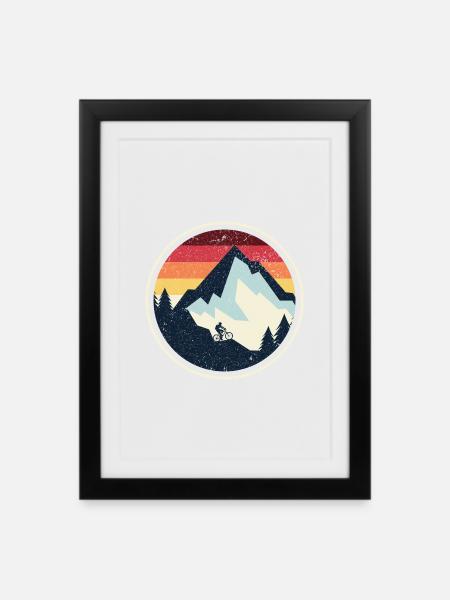 Sunset Peak MTB Silhouette - Framed poster (27 × 37 cm) - black