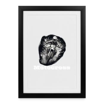 Motocross white - Framed poster (27 × 37 cm) - black - Front