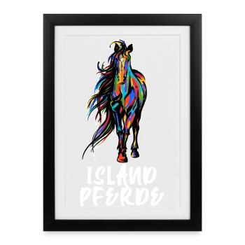 Cool Chevaux islandais Chevaux étalons Dire l’amour des chevaux - Affiche encadrée (27 × 37 cm) - noir - Devant