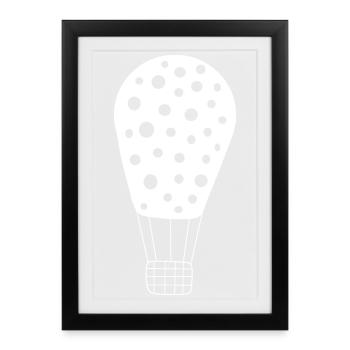 Montgolfière blanche - Affiche encadrée (27 × 37 cm) - noir - Devant