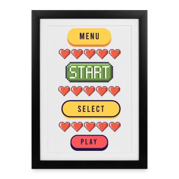 Menu Start Select Play - Gaming T-Shirt - Framed poster (27 × 37 cm) - black - Front