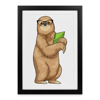 Sloth Secretary Folder Office - Framed poster (27 × 37 cm) - black - Front
