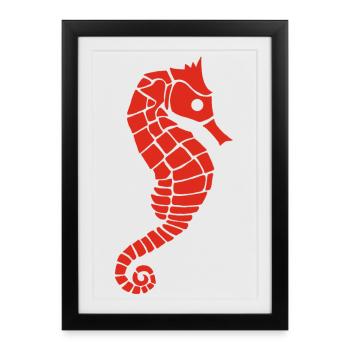 Red seahorse - Framed poster (27 × 37 cm) - black - Front