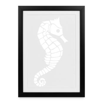 White seahorse - Framed poster (27 × 37 cm) - black - Front