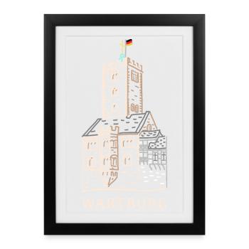 Wartburg, site du patrimoine mondial, Thuringe, Allemagne - Affiche encadrée (27 × 37 cm) - noir - Devant