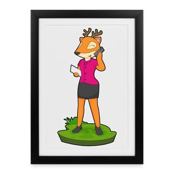 Deer Secretary Cell Phone - Framed poster (27 × 37 cm) - black - Front