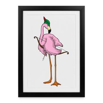 Flamingo Archer Bow Bow Bow - Framed poster (27 × 37 cm) - black - Front