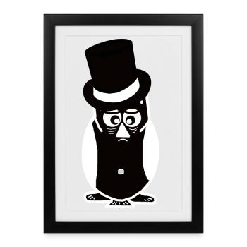 Black White Owl Eagle Owl Bird Kids Hat Fantasy - Framed poster (27 × 37 cm) - black - Front