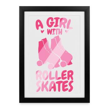 Roller Skating Girl - Framed poster (27 × 37 cm) - black - Front