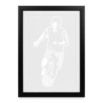 Fußballspieler Zeichnung - Gerahmtes Poster (27 × 37 cm) - Schwarz - Vorne