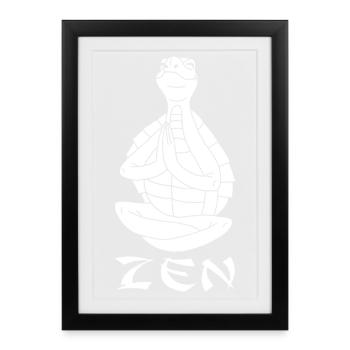 Tortue yogi (blanc) - Affiche encadrée (27 × 37 cm) - noir - Devant