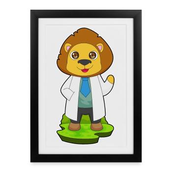Leo Docteur Manteau de médecin - Affiche encadrée (27 × 37 cm) - noir - Devant