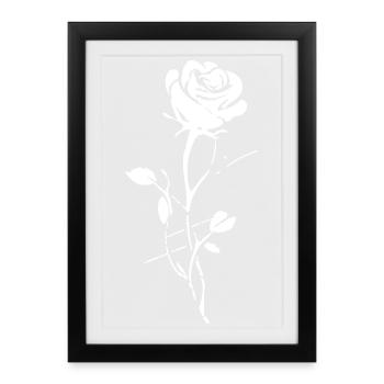 Rose stylisée style urbain - Affiche encadrée (27 × 37 cm) - noir - Devant