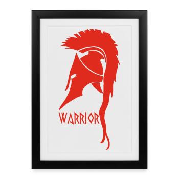 Casque rouge de guerrier antique - Affiche encadrée (27 × 37 cm) - noir - Devant