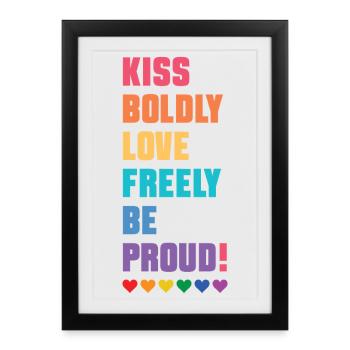 Mois de la fierté LGBTQ - Embrassez audacieusement, aimez librement - Affiche encadrée (27 × 37 cm) - noir - Devant