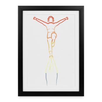 Dessin de pom-pom girl vintage - Affiche encadrée (27 × 37 cm) - noir - Devant