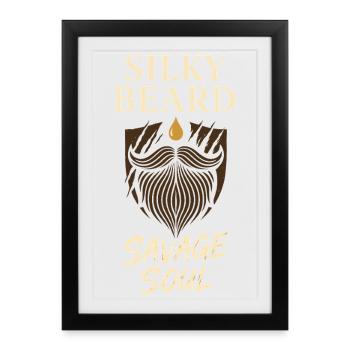 Huile à barbe Soins Humour Mode de vie soigné - Affiche encadrée (27 × 37 cm) - noir - Devant