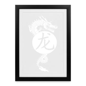 Dragon blanc de Chine - Affiche encadrée (27 × 37 cm) - noir - Devant