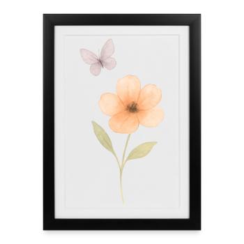 Watercolors Blossom and Butterfly - Framed poster (27 × 37 cm) - black - Front