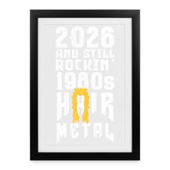 Hair Metal Music Band Merch Funny Wig - Framed poster (27 × 37 cm) - black - Front